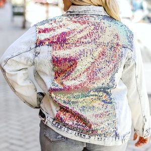 Glitzy Girlz Boutique sequin denim jacket